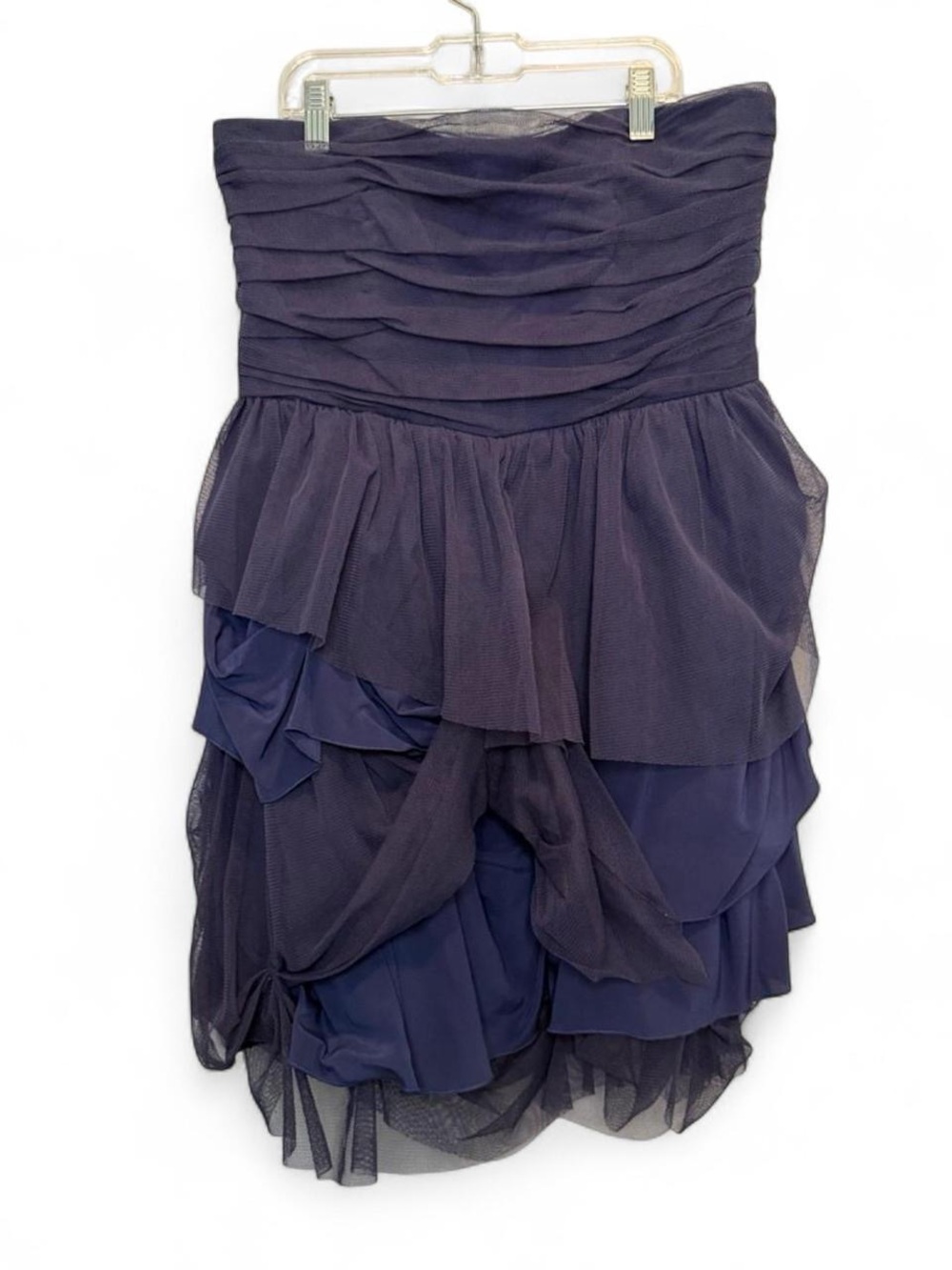 NWT Alice + Olivia Cleo Strapless Tulle and Silk Party Dress Navy Blue Size 12